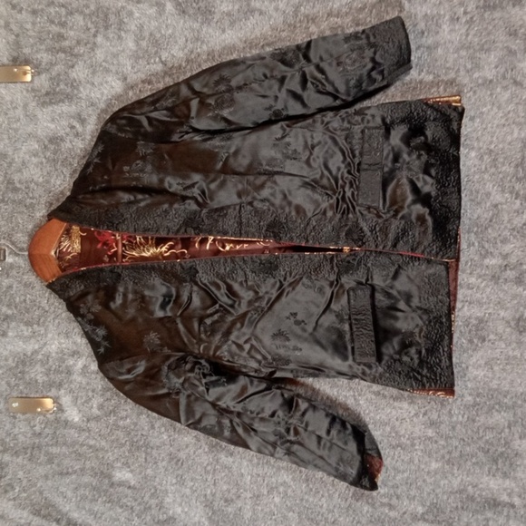 Peony Reversible Asian Floral Womens Top Jacket Silk Womens Small - Picture 7 of 11